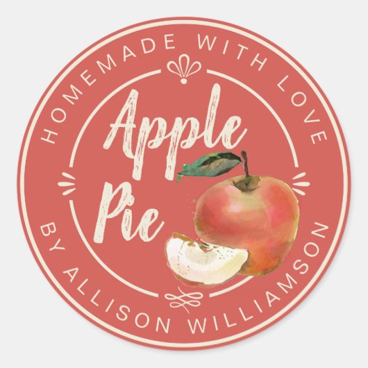 Rustic Homemade Apple Pie Red Ronde Sticker (Voorkant)