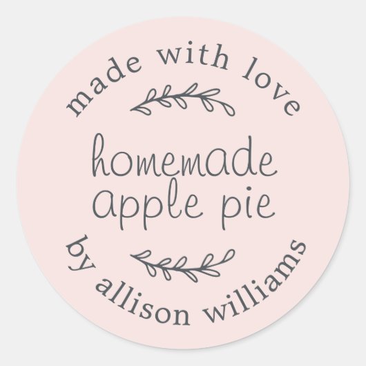 Rustic Homemade Baked Goods Apple Pie Pink Ronde Sticker (Voorkant)
