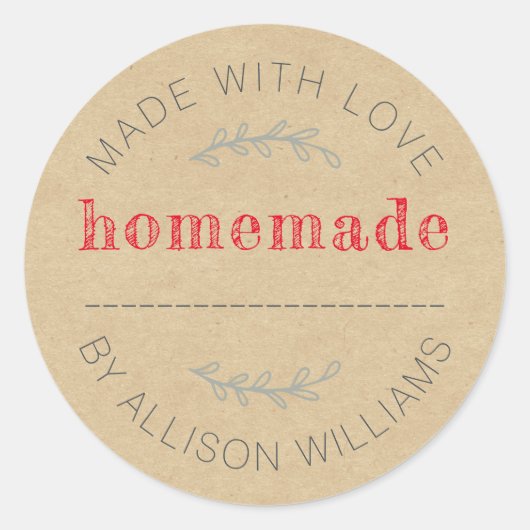 Rustic Homemade Baked Goods Jam Can Kraft Paper Ronde Sticker (Voorkant)