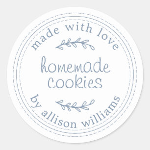 Rustic Homemade Bked Goods Cookies  Blue Ronde Sticker