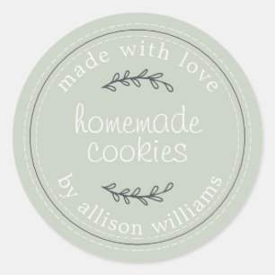 Rustic Homemade Bked Goods Cookies Green Ronde Sticker