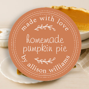 Rustic Homemade Bked Pumpkin Pie Burnt Sinaasappel Ronde Sticker