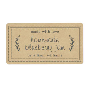 Rustic Homemade Blueberry Jam Canning Kraft Paper Etiket