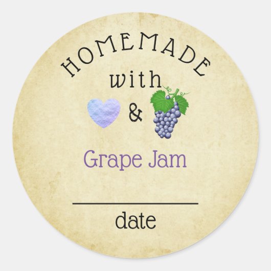 Rustic Homemade Grape Juice Jam of Jelly Label (Voorkant)