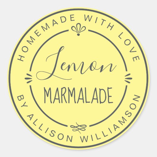 Rustic Homemade Lemon Marmalade Pastel Geel Ronde Sticker (Voorkant)