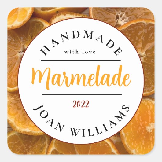 Rustic Homemade Marmelade Vierkante Sticker (Voorkant)