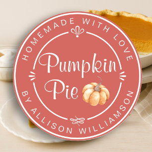 Rustic Homemade Pumpkin Pie Herfst Red Ronde Sticker
