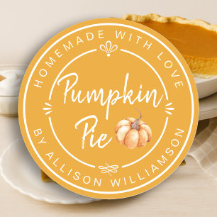 Rustic Homemade Pumpkin Pie Mellow Yellow Ronde Sticker