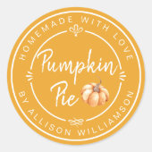 Rustic Homemade Pumpkin Pie Mellow Yellow Ronde Sticker (Voorkant)