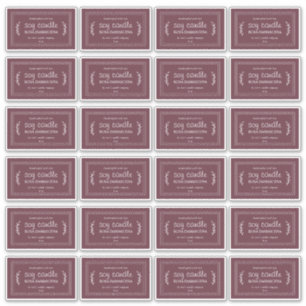 Rustic Homemade Soy Candle Labels 24x Bourgogne