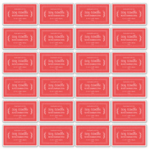 Rustic Homemade Soy Candle Labels 24x rood