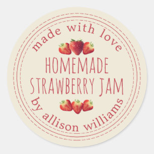 Rustic Homemade Strawberry Jam Antiek White Ronde Sticker