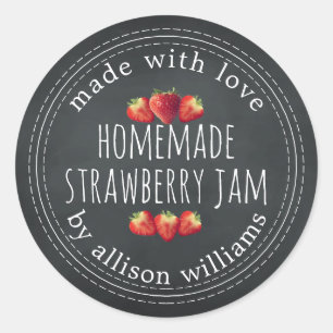 Rustic Homemade Strawberry Jam Chalkboard Ronde Sticker