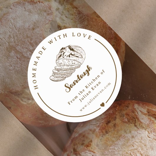 Rustic Homemade with Love Sketch Bakery Sticker
