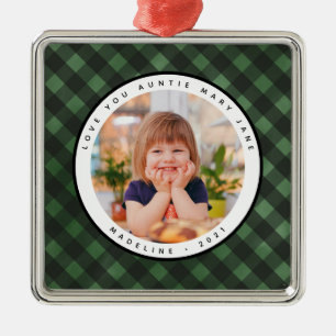 Rustic Homespun Pays Photo Tante Ornement Métal