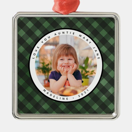 Rustic Homespun Pays Photo Tante Ornement Métal (Devant)