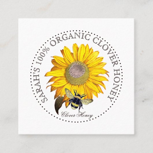Rustic Honey Bee Yellow Dandelion Visitekaartje (Voorkant)