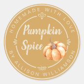 Rustic Honey Gold Pumpkin Spice Homemade Ronde Sticker (Voorkant)