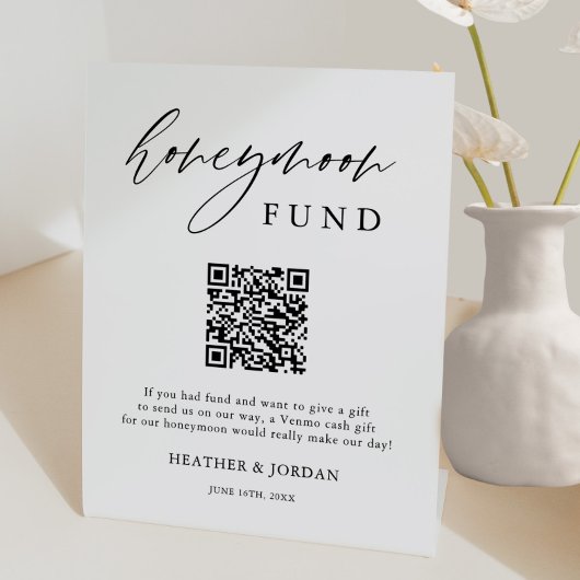Rustic Honey Moon Wish QR Code Sign Reclamebord Met Voetstuk