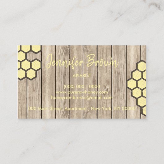 Rustic Honeycomb Pure Raw Apiary Visitekaartje (Achterkant)