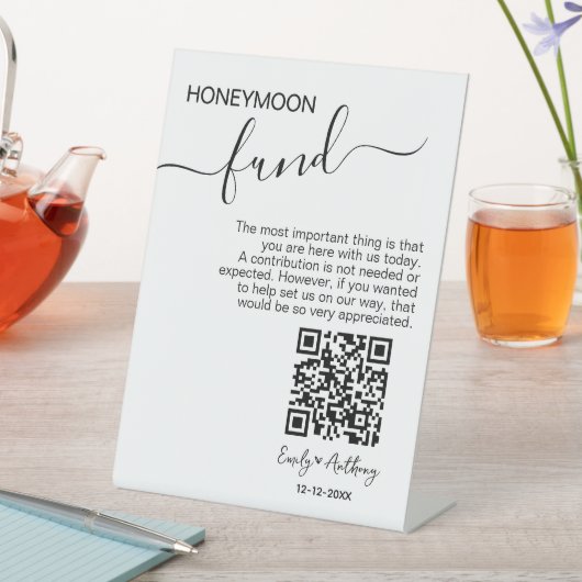 Rustic Honeymoon Fonds QR Wens Reclamebord Met Voetstuk (Insitu)