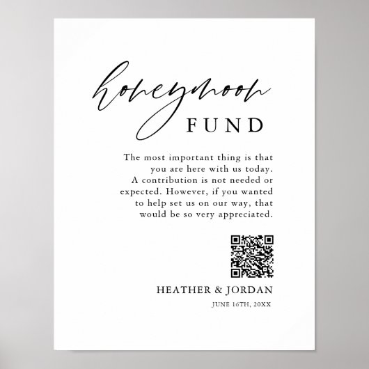 Rustic Honeymoon Fund QR Wishing Well Sign Poster (Voorkant)