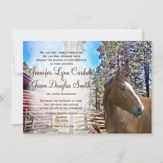 Rustic Horse Barn Corral Wedding Kaart (Voorkant)