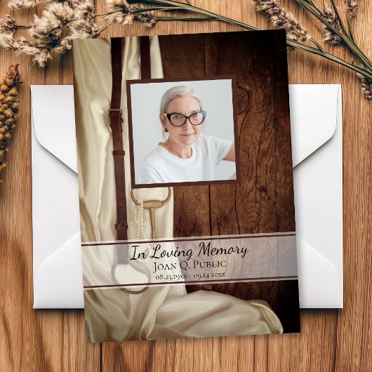 Rustic Horse Bit Satijn Begrafenis Memorial Sympat Bedankkaart