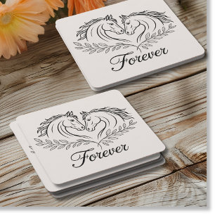Rustic Horse Equestrian Country Westerne bruiloft Vierkante Kartonnen Onderzetter