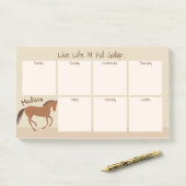Rustic Horse Faux Leather Pony Weekagenda Post-it® Notes (Op bureau)