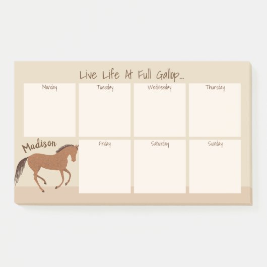 Rustic Horse Faux Leather Pony Weekagenda Post-it® Notes (Voorkant)
