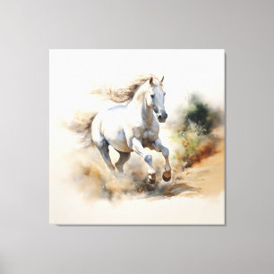 Rustic Horse: Field of Dreams Waterverf Schilderij Canvas Afdruk