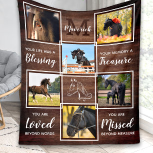 Rustic Horse Memorial Pet Loss Custom 6 Foto Fleece Deken