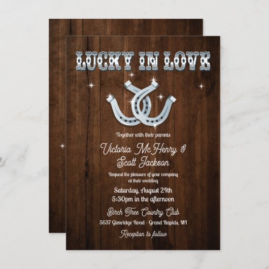 Rustic Horseshoe Occidental Wedding Invitations (Devant / Derrière)