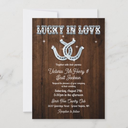 Rustic Horseshoe Occidental Wedding Invitations (Devant)