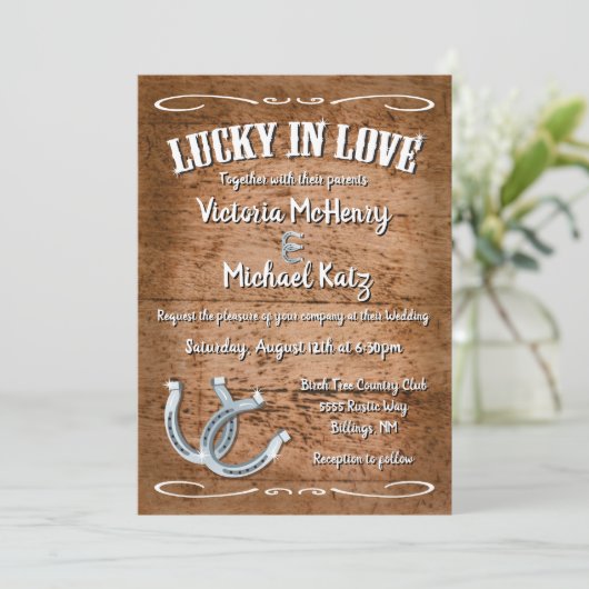 Rustic Horseshoe Occidental Wedding Invitations (Debout devant)