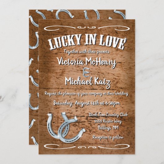 Rustic Horseshoe Occidental Wedding Invitations (Devant / Derrière)