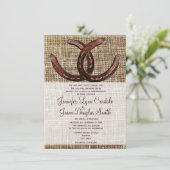 Rustic Horseshoes Burlap Imprimer les invitations  (Debout devant)