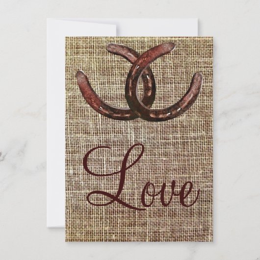 Rustic Horseshoes Burlap Imprimer les invitations  (Dos)