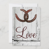 Rustic Horseshoes Pays Wood Wedding Invitations (Dos)