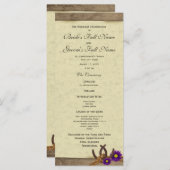 Rustic Horseshoes Purple Daisy Wedding Programme (Devant / Derrière)