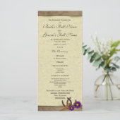 Rustic Horseshoes Purple Daisy Wedding Programme (Debout devant)