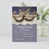 Rustic Horseshoes Wood Lace Marine Wedding RSVP (Debout devant)