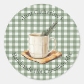 Rustic Hot Chocolate Mix Christmas Green Gingham Ronde Sticker (Voorkant)