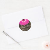 Rustic Hot Pink Daisy Wedding Bedankt Sticker (Envelop)