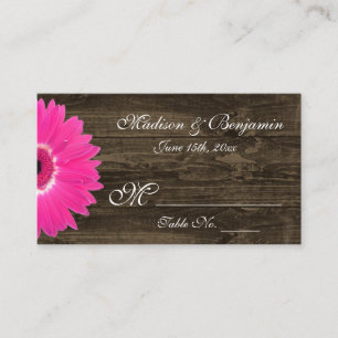 Rustic Hot Pink Gerber Daisy Wedding Place Kaarten Plaatskaartje