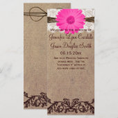 Rustic Hot Pink Gerber Daisy Wedding Program Programma (Voorkant / Achterkant)