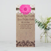Rustic Hot Pink Gerber Daisy Wedding Program Programma (Staand voorkant)