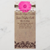 Rustic Hot Pink Gerber Daisy Wedding Program Programma (Voorkant)