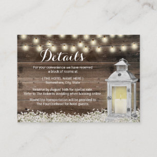 Rustic Hotel Accommodations Lantern Wooden Informatiekaartje